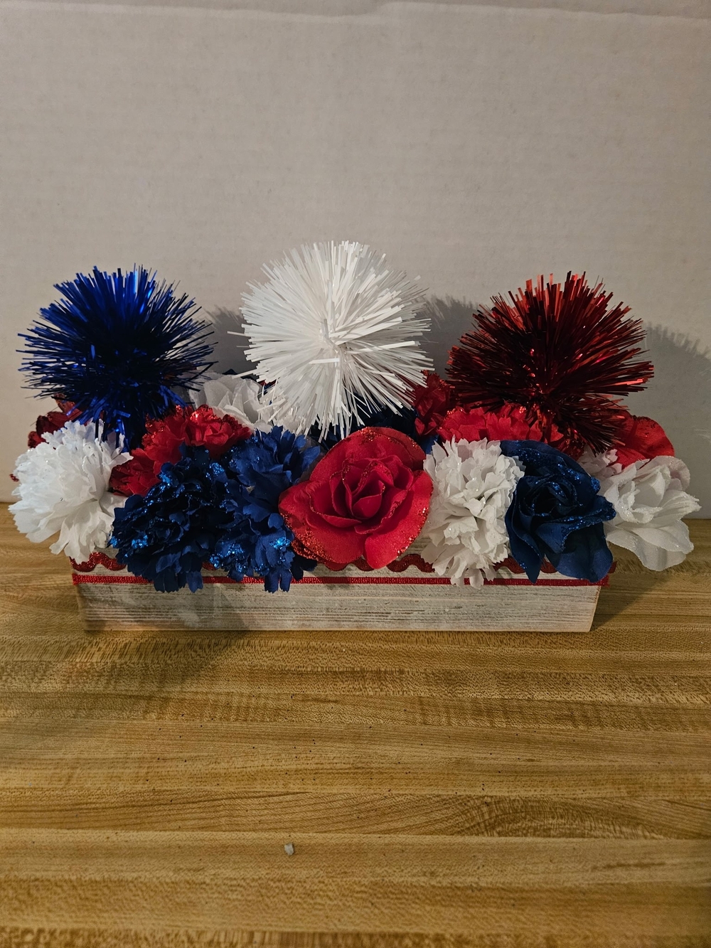 Patriotic Red, White & Blue Floral Table Centerpiece